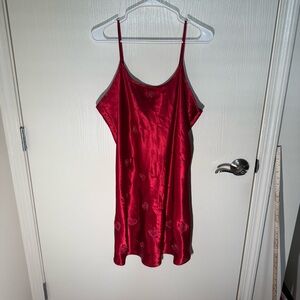 Inner Most Vintage Y2K Red Satin Slip Dress Embroidered Hearts Valentine’s XL